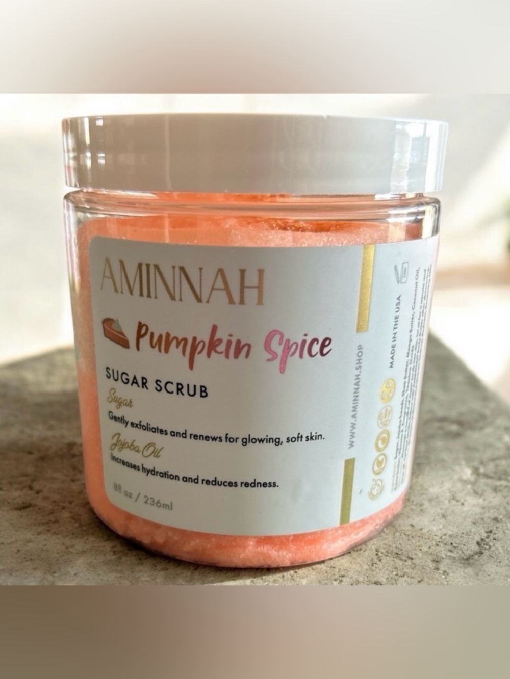 Aminnah Pumpkin Spice Sugar Scrub - Pink/Peach Exfoliant